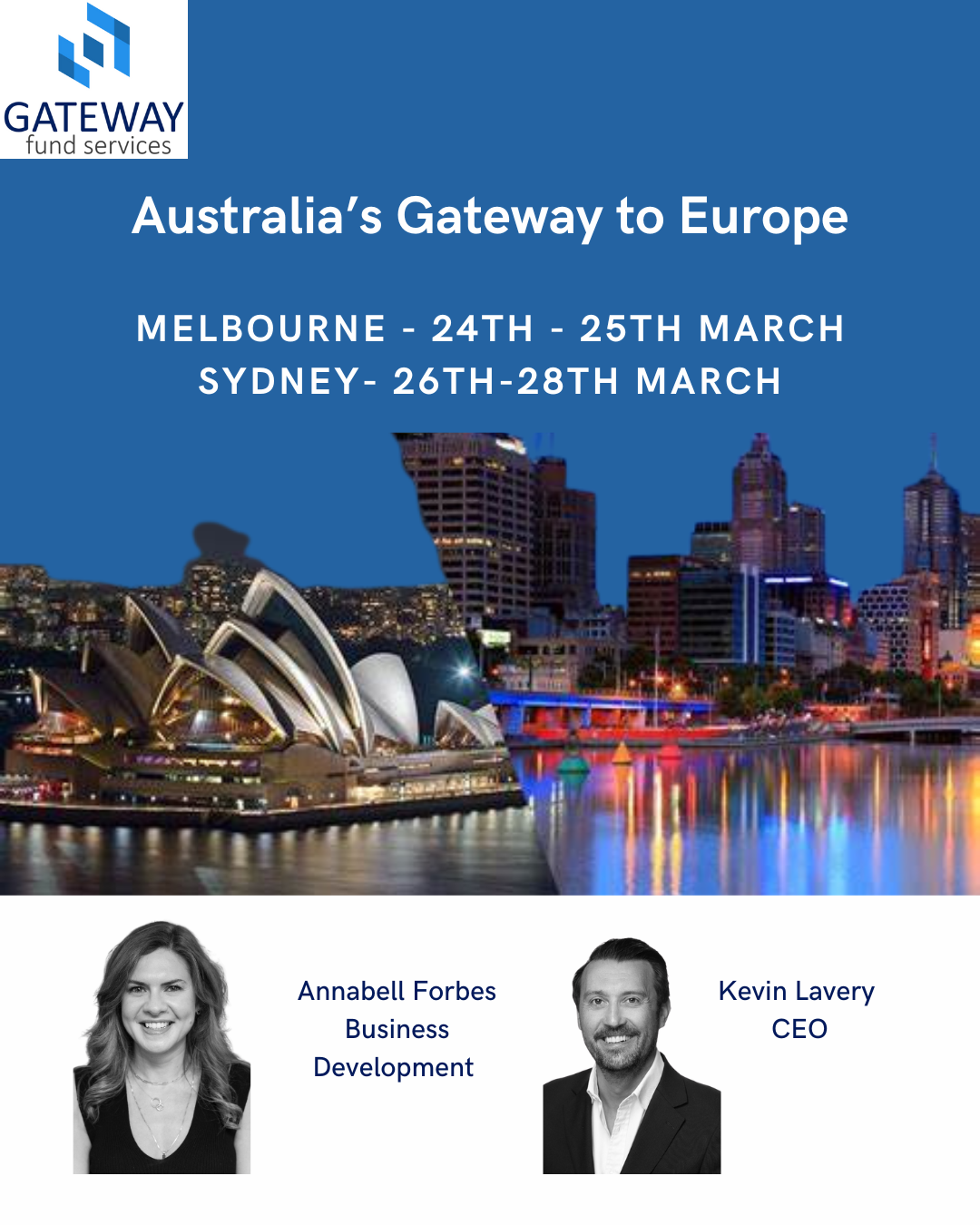 Australia’s Gateway to Europe — Melbourne and Sydney roadshow with Annabell Forbes and Kevin Lavery, March 2025